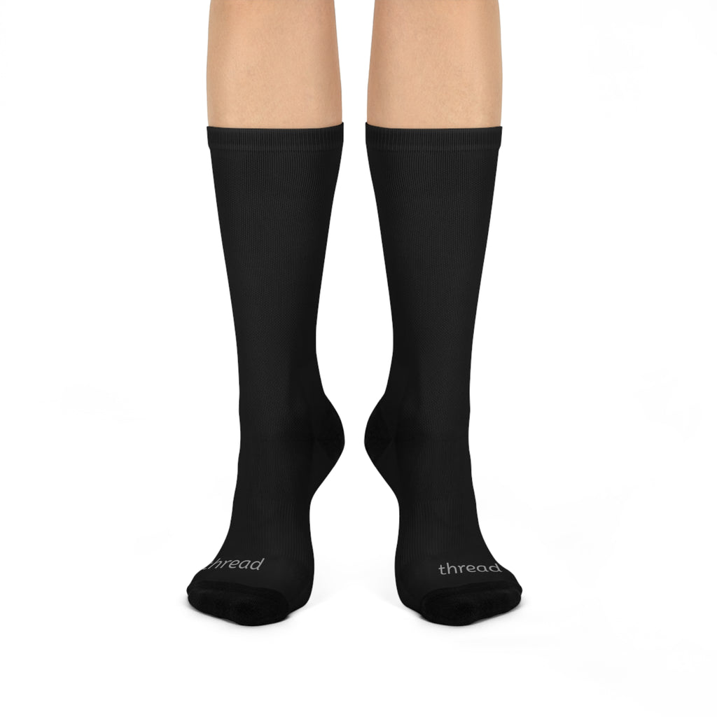 Black Cushioned Crew Socks Athletic Socks